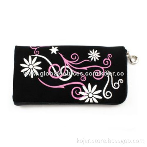 Velvet Zipper Mobile Phone Pouch for iPhone 4, Comes with Lanyard and Quality Zipper Slider